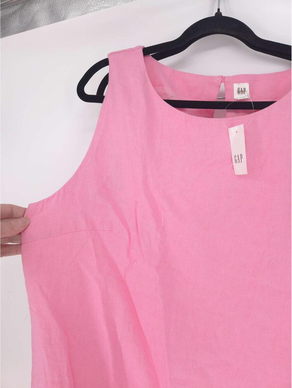 Gap Linen-Blend Apron Mini Dress May Pink NWT SMALL Sleeveless - Picture 9 of 9